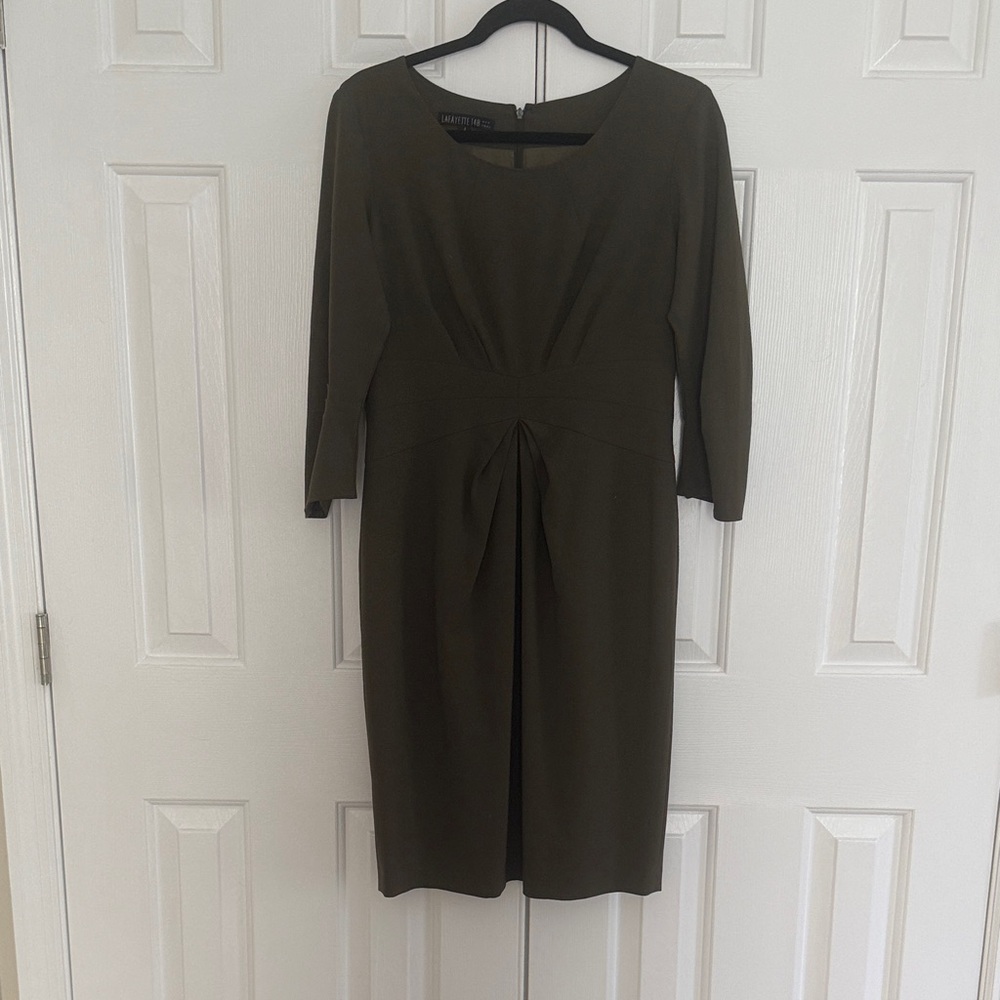 Lafayette 148 New York Olive Long Sleeve Dress